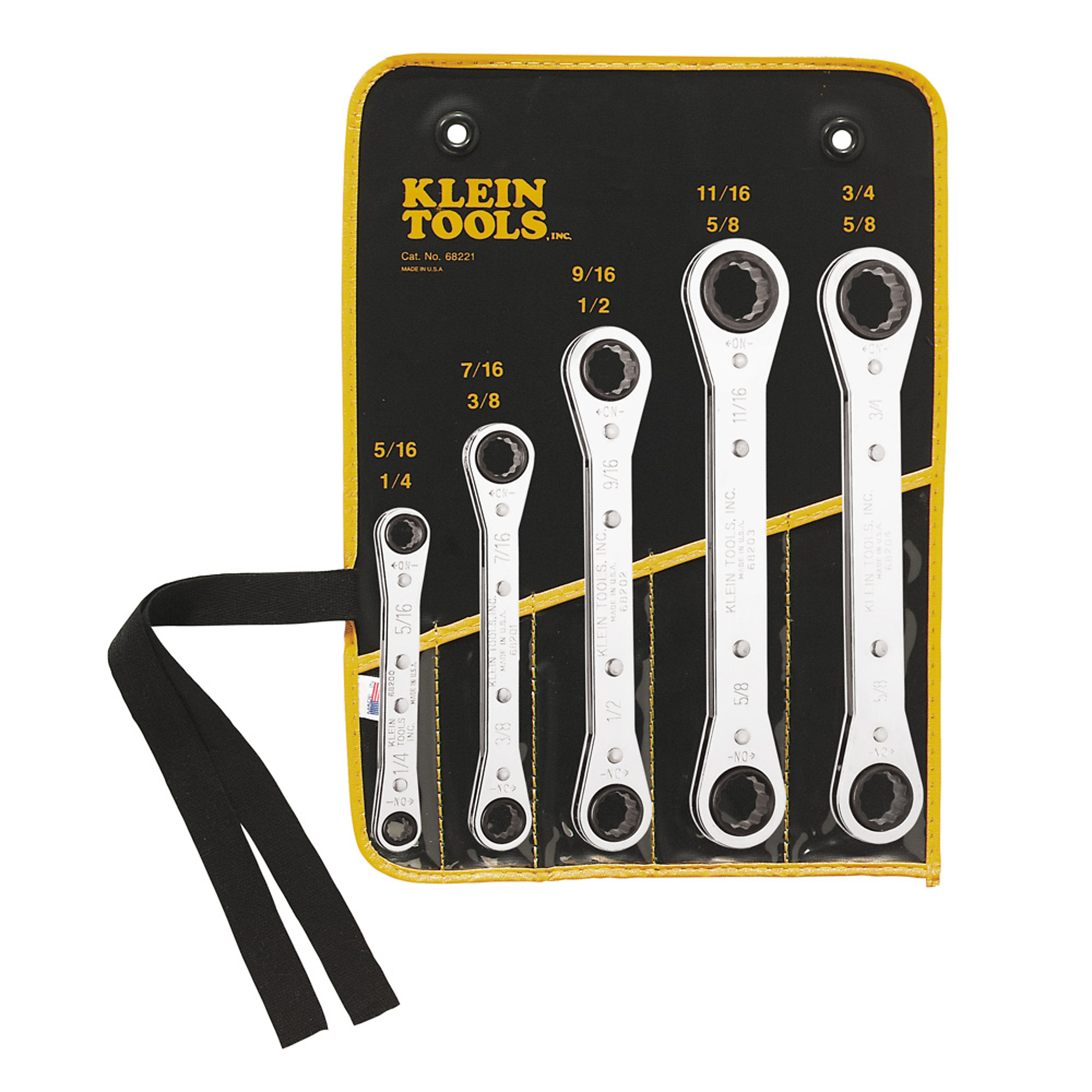 Klein Tools, Ratcheting Box Wrench Set, 5-Piece, Model# 68221